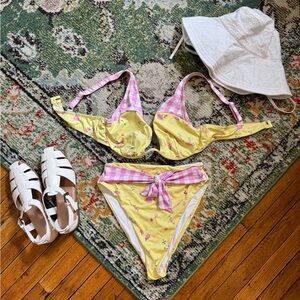 Yellow and Pink Bikini Set